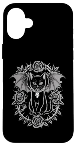 Schwarze Katze, Halloween, Gothic, Kätzchen, Totenköpfe, Rose, Mutter, Papa Hülle für iPhone 16 Plus von BlackCatAxis1