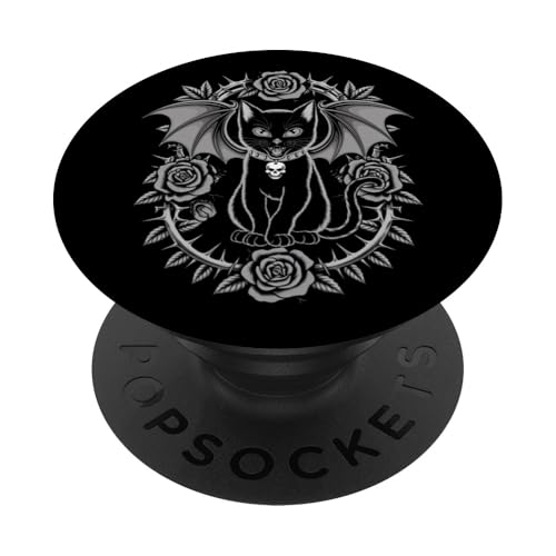Schwarze Katze, Halloween, Gothic, Kätzchen, Totenköpfe, Rose, Mutter, Papa PopSockets Klebender PopGrip Schwarze Katze, Halloween, Gothic, Kätzchen, Totenköpfe, Rose, Mutter, Papa PopSockets Klebender PopGrip von BlackCatAxis1