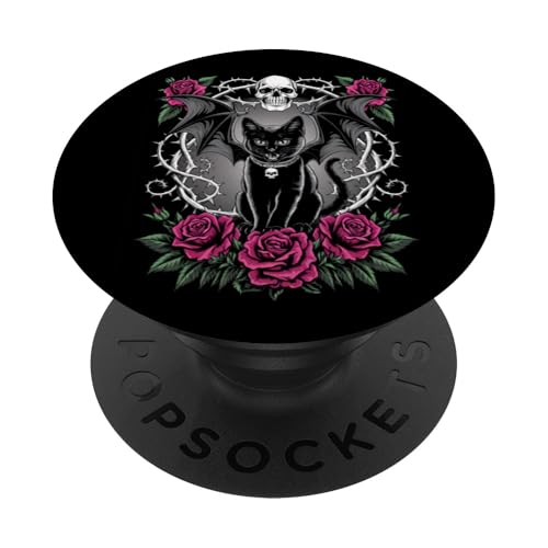 Schwarze Katze, Kätzchen, Halloween, Gothic, Totenköpfe, Rose, Mutter, Papa PopSockets Klebender PopGrip Schwarze Katze, Kätzchen, Halloween, Gothic, Totenköpfe, Rose, Mutter, Papa PopSockets Klebender PopGrip von BlackCatAxis1