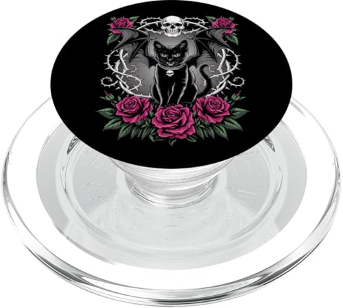 Schwarze Katze, Kätzchen, Halloween, Gothic, Totenköpfe, Rose, Mutter, Papa PopSockets PopGrip für MagSafe Schwarze Katze, Kätzchen, Halloween, Gothic, Totenköpfe, Rose, Mutter, Papa PopSockets PopGrip für MagSafe von BlackCatAxis1