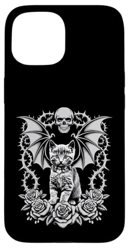 Schwarze Katze, Kätzchen, Halloween, Totenköpfe, Rose, Gothic, Mutter, Papa Hülle für iPhone 15 Schwarze Katze, Kätzchen, Halloween, Totenköpfe, Rose, Gothic, Mutter, Papa Hülle für iPhone 15 von BlackCatAxis1