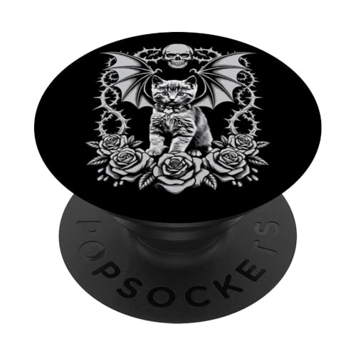 Schwarze Katze, Kätzchen, Halloween, Totenköpfe, Rose, Gothic, Mutter, Papa PopSockets Klebender PopGrip Schwarze Katze, Kätzchen, Halloween, Totenköpfe, Rose, Gothic, Mutter, Papa PopSockets Klebender PopGrip von BlackCatAxis1