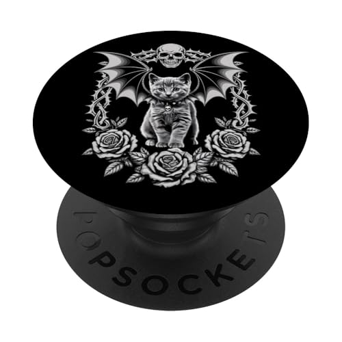 Schwarze Katze, Kätzchen, Totenköpfe, Halloween, Gothic, Rose, Mutter, Papa PopSockets Klebender PopGrip Schwarze Katze, Kätzchen, Totenköpfe, Halloween, Gothic, Rose, Mutter, Papa PopSockets Klebender PopGrip von BlackCatAxis1