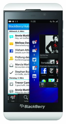 BlackBerry Z10 Smartphone (4,2 Zoll Display, Touchscreen, 8 Megapixel Kamera, 16 GB erweiterbarer Speicher, 4G LTE) weiss von BlackBerry