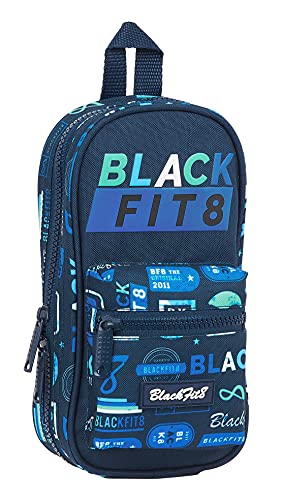 Blackfit8 Jungen M847a Federmäppchen Rucksack mit 4 leeren Mäppchen, recycelbar, Marineblau, 120x50x230 mm von Blackfit8