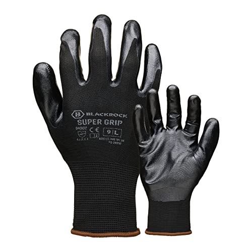 Baratec Nitril Super Grip Handschuh Größe 10/L – 12 Paar von Blackrock