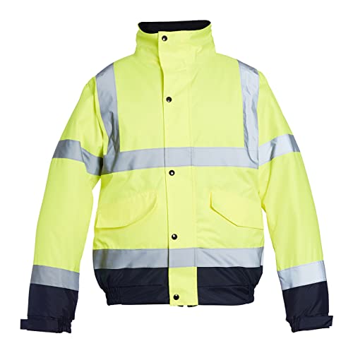 Blackroc zweifarbige Bomberjacke mit hoher Sichtbarkeit, mit wasserdichten versiegelten Nähten, Gelb/Marineblau, EN-zertifiziert, M von Blackrock