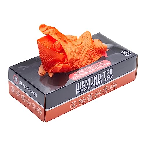 Blackrock Box mit 50 oder 25 Paar Diamond Tex Einweghandschuhe, strapazierfähig, puderfrei, Größe 8/M, Orange Blackrock Box mit 50 oder 25 Paar Diamond Tex Einweghandschuhe, strapazierfähig, puderfrei, Größe 8/M, Orange von Blackrock