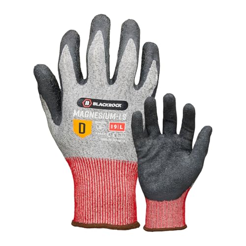 Blackrock Magnesium-LS Schnittfest Level D Schutz Arbeitshandschuhe Rutschfestes Latex Wet & Dry Grip Herren & Damen Anti-Cut Stahl & Glasfaser Sicherheitsfutter, Messer, Klingenschutz und von Blackrock