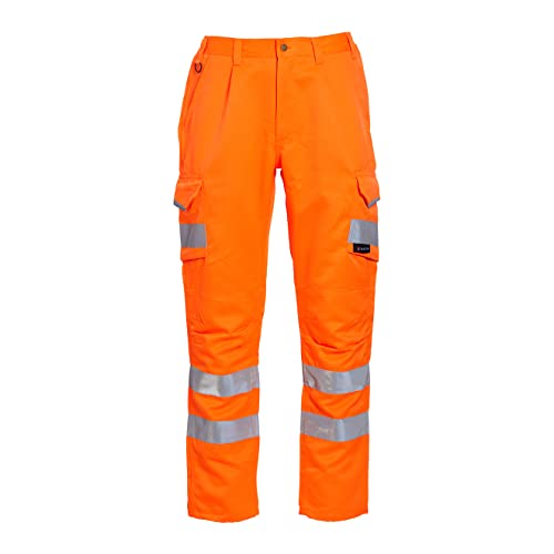 Blackrock Warnschutzhose, orangefarben, Polycotton, Arbeitshose, Herren und Damen, Kampfhose, reflektierende hohe Sichtbarkeit, Sicherheits-Arbeitskleidung, EN-Zertifiziert, 81,3 cm Taille, 81,3 cm von Blackrock