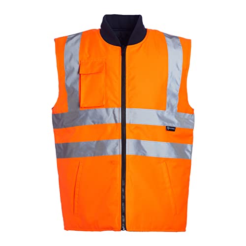 Blackrock Wende-Bodywarmer, für Herren und Damen, gesteppt, mit warmem Reißverschluss, hohe Sichtbarkeit, reflektierend, vollständig EN-zertifiziert – Größe M, Orange/Marineblau von Blackrock