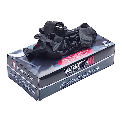 Box mit 100 oder 50 Paar Dextra Touch Einweghandschuhe, strapazierfähig, puderfrei, Größe 9/L, Schwarz von Blackrock