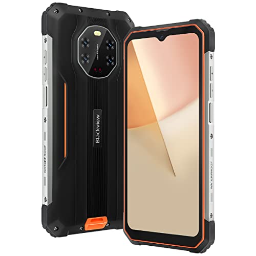 Blackview 5G Outdoor Smartphone Ohne Vertrag BL8800, 50MP Quad Kamera, 20MP IR Nachtsichtkamera, Dimensity 700 8GB+128GB, 6.58'' FHD+, 8380mAh 33W Schnellladung, IP68 Robust Handy NFC GPS OTG Orange von Blackview