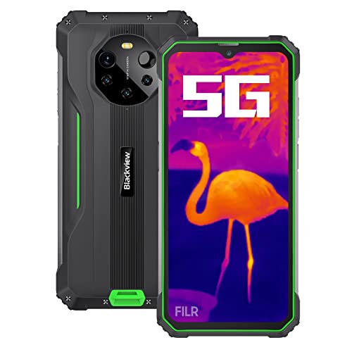 Blackview 5G Thermoobjektiv Smartphone bruchsicher BL8800 Pro, 50 MP Quad-Kamera, Dimensity 700 8 GB + 128 GB, 6,58 Zoll FHD+, 8380 mAh, 33 W, Schnellladung, IP68, robust, entsperrt, GPS, NFC, Grün Blackview 5G Thermoobjektiv Smartphone bruchsicher BL8800 Pro, 50 MP Quad-Kamera, Dimensity 700 8 GB + 128 GB, 6,58 Zoll FHD+, 8380 mAh, 33 W, Schnellladung, IP68, robust, entsperrt, GPS, NFC, Grün von Blackview