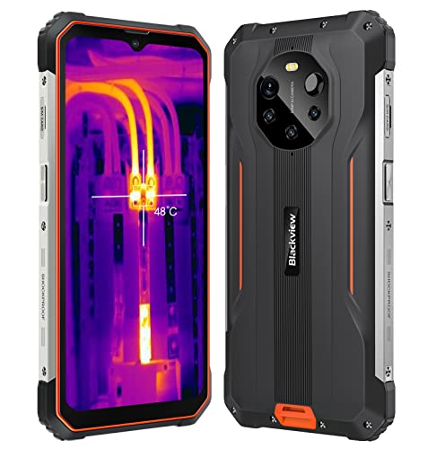 Blackview 5G Wärmebildkamera Outdoor Smartphone Ohne Vertrag BL8800 PRO, 50MP Quad Kamera, Dimensity 700 8GB+128GB, 6.58'' FHD+, 8380mAh Akku 33W Schnellladung, IP68 Robust Handy NFC GPS OTG Orange von Blackview