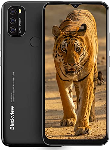 Blackview A70 Android 11 Smartphone ohne Vertrag, 6,5’’ HD+ Bildschirm, 8,3mm schlank&leicht, 5380mAh-Akku, Octa Core 3GB+32GB, 13MP+5MP,Dual-SIM-Handy 4G, Gesichtsentsperrung&Fingerabdruck Schwarz von Blackview