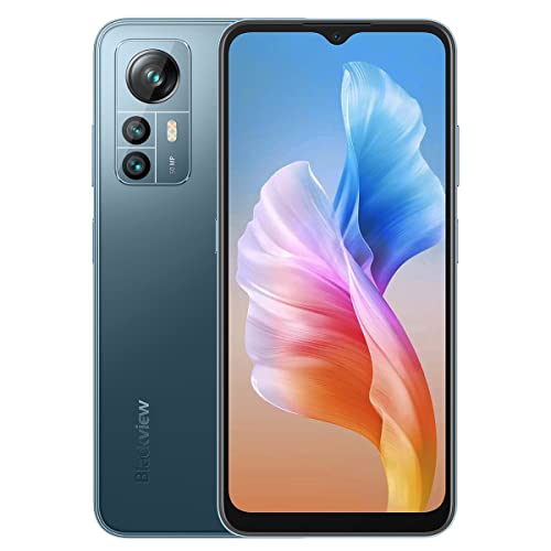 Blackview A85 Handy Ohne Vertrag, 50MP+8MP Kamera, 8GB+128GB, 6.5" HD+ 90Hz, 18W Schnellladung, Dual SIM Android 12 Smartphone, 3 Kartensteckplätze (2 SIM+1 TF-Karte), Fingerabdruck GPS NFC Blau von Blackview