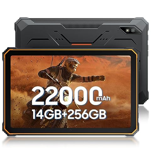 Blackview Active 8 Outdoor Tablet, 22000mAh Akku, 10.36'' 2.4K Display Android 13 IP68 Robust Tablet,12GB+128GB(1TB Extend),Dual SIM 4G,13MP+16MP,Quad Box Stereo Lautsprecher,NFC GPS Orange von Blackview