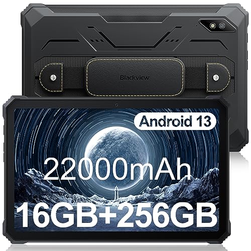 Blackview Active 8 Pro Outdoor Tablet, 16GB(8GB+8GB) RAM+256GB ROM, 2.4K FHD+ 10.36 Zoll, 33W 22000mAh Akku Tablet Android 13, 48MP Kamera mit ArcSoft, Dual SIM 4G/5G WiFi/NFC/GPS/OTG/IP69K von Blackview