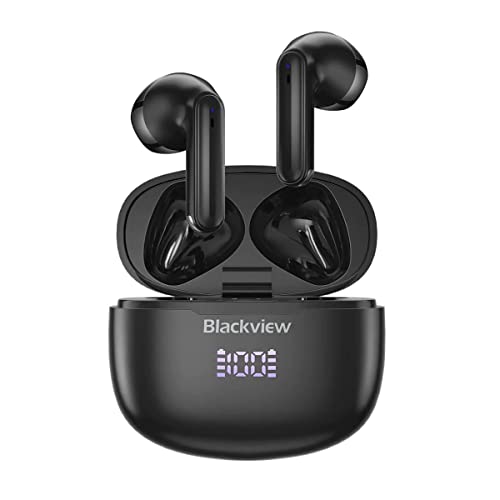 Blackview AirBuds 7 Kabellose Kopfhörer - Bluetooth-In-Ear-Ohrhörer - Wasserdicht nach IPX7 - Kabelloses Laden - LED-Anzeige - Geräuschunterdrückung - Große 470mAh-Batterie - Schwarz von Blackview