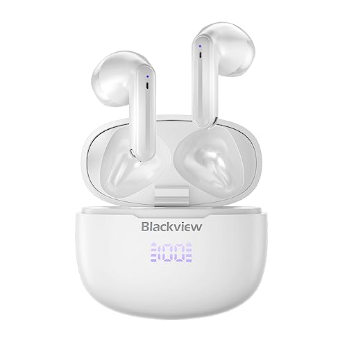 Blackview Airbuds 7 - Kabellose Ohrhörer - Geräuschreduzierende In-Ear-Bluetooth-Kopfhörer - Wasserfest - 30 Stunden Akkulaufzeit - 470 mAh Akku - Kabelloses Aufladen - Weiß von Blackview