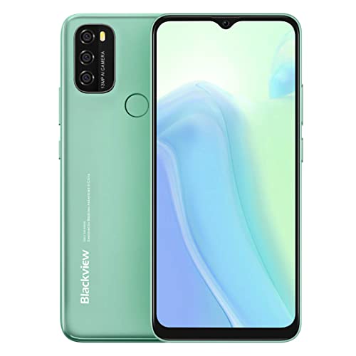 Blackview Android 11 Smartphone ohne Vertrag A70P, Octa Core 4GB+32GB, 6,5’’ HD+, 8,3mm Schlank&leicht, 5380mAh-Akku, 13MP+5MP,Dual-SIM-Handy 4G, Gesichtsentsperrung&Fingerabdruck GPS Grün von Blackview