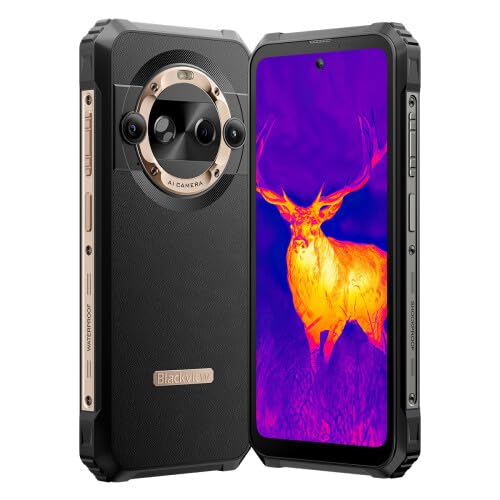 Blackview BL9000 PRO 5G Wärmebild (Lepton 3.5) Outdoor Smartphone, Dimensity 8020 36GB+512GB, 6,78'' FHD+, 50MP+50MP Kamera, IP68 IP69K Android 14 Handy Ohne Vertrag, 120W Schnellladung, NFC Gold von Blackview