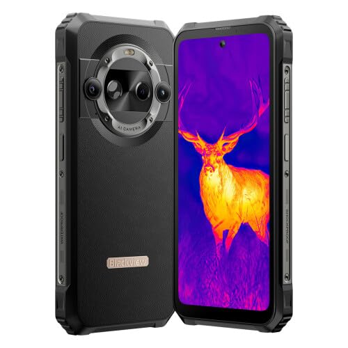 Blackview BL9000 PRO 5G Wärmebild (Lepton 3.5) Outdoor Smartphone, Dimensity 8020 36GB+512GB, 6,78'' FHD+, 50MP+50MP Kamera, IP68 IP69K Android 14 Handy Ohne Vertrag, 120W Schnellladung, NFC Schwarz von Blackview