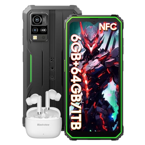 Blackview BV4800 (6GB+64GB/1TB) Outdoor Handy 5180mAh, 6.56" Android 13 Baustellenhandy, 13MP+5MP, Outdoor Smartphone Ohne Vertrag Günstig Dual SIM, NFC/Fingerabdruck/IP68&IP69K/GPS - 2 Jahre Garantie von Blackview