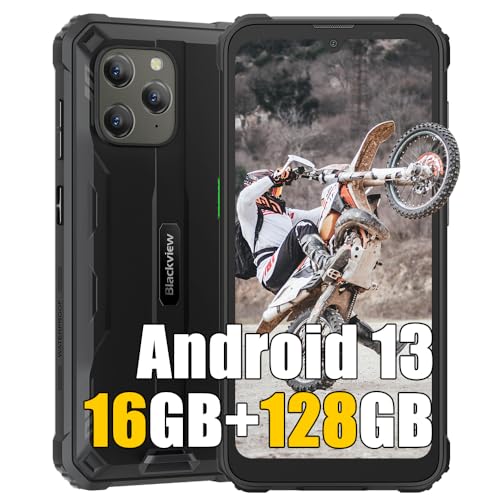 Blackview BV5300 Plus 16GB+128GB Outdoor Handys ohne Vertrag, 1TB Erweiterung Android 13 Handy, 6580mAh, 6,1" HD+, 13M+5MP, Dual SIM 4G Outdoor Smartphone ohne vertrag, IP68 OTG GPS FM, Schwarz von Blackview