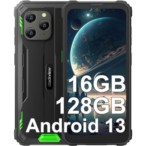 Blackview BV5300 Plus Outdoor Handy Ohne Vertrag Android 13 Outdoor Smartphone 16GB RAM 128GB ROM (1TB Erweiterbar) Outdoor Handy 6.1" HD+ 6580mAh,13MP+5MP, 4G Dual SIM, IP68/IP69K/OTG/GPS/Face ID von Blackview