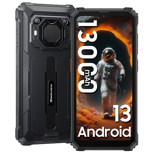 Blackview BV6200(2024) Outdoor Handy Ohne Vertrag, 13000mAh Android 13 Outdoor Smartphone 6.56" HD+, 8GB+64GB/1TB mit 13MP Kamera, 98db Lautsprecher 4G Dual SIM Wasserdichter Handy/Face ID/OTG/GPS von Blackview