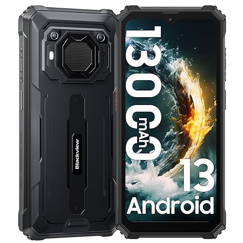 Blackview BV6200 Pro(8GB+128GB) Outdoor Handy Ohne Vertrag, Android 13, Smartphone mit 13000mAh Akku, Helio P35 2.3Ghz Octa Core, 13MP+8MP 6.56" HD+ Baustellenhandy, Dual 4G 98DB Lautsprecher von Blackview