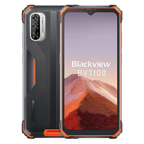 Blackview BV7100 Outdoor Smartphone ohne Vertrag, 13000mAh Akku 33W Schnellladung, IP68/IP69K Robust Handy, Android 12 Helio G85 6GB+128GB, 6,58'' FHD+ Display, 12MP Triple Kamera, GPS NFC Orange von Blackview