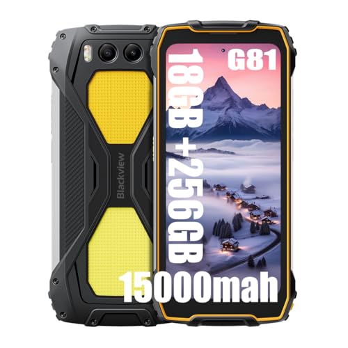 Blackview BV7300 Outdoor Handy (2025), 15000mAh/45W, G81 Octa Core, 18GB+256GB(2TB), Dual 800LM Campinglicht, 6.67" 90Hz Display, 50MP+32MP+Nachtsehen 20MP, Smartphone Ohne Vertrag, NFC (Gelb) von Blackview