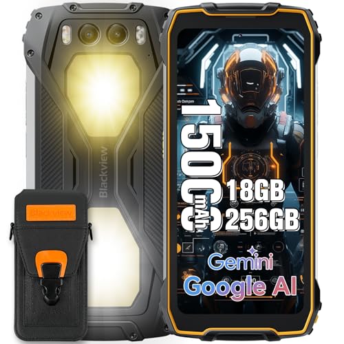 Blackview BV7300 Outdoor Handy Android 14, 15000mAh/45W, 18GB+256GB(2TB), 6.67" Display 700 nits, 50MP+32MP Outdoor Smartphone Ohne Vertrag, Dual 800LM Campinglicht, NFC/Nachtsehen 20MP/Corning Glas von Blackview