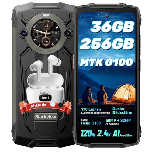 Blackview BV8200 Outdoor Handy mit Kopfhörer MTK G100 36GB+256GB Android 14,2.4K FHD+ 6,5",120Hz 500nits Outdoor Smartphone Ohne Vertrag,50MP+32MP /8800mAh(45W) /NFC/GPS/OTG/Dual 170LM von Blackview