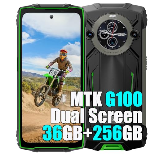 Blackview BV8200 Outdoor Handy ohne Vertrag 2025, 36GB+256GB MTK G100 Outdoor Smartphone Android 14, 6,5"FHD+ Doppel Bildschirm, 8800mAh, 50MP, Baustellenhandy Wasserdicht IP68, 4G LTE,NFC,OTG (Grün) von Blackview