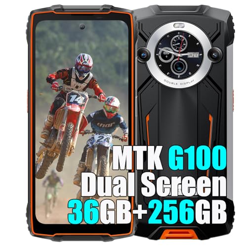 Blackview BV8200 36GB+256GB Outdoor Handy ohne Vertrag 2025, MTK G100 Android 14 Handy, 6,5"&1.3" FHD+ Doppel Bildschirm, 8800mAh, 50MP, Outdoor Smartphone Wasserdicht IP68, 4G LTE,NFC,OTG (Orange) von Blackview