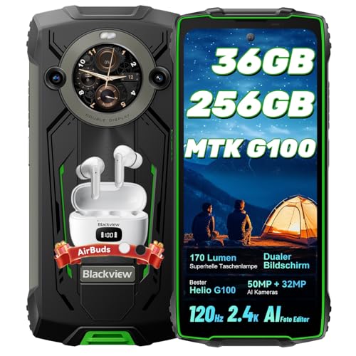 Blackview BV8200 Outdoor Handy mit Kopfhörer MTK G100 36GB+256GB Android 14,2.4K FHD+ 6,5",120Hz 500nits Outdoor Smartphone Ohne Vertrag,50MP+32MP /8800mAh(45W) /NFC/GPS/OTG/Dual 170LM von Blackview