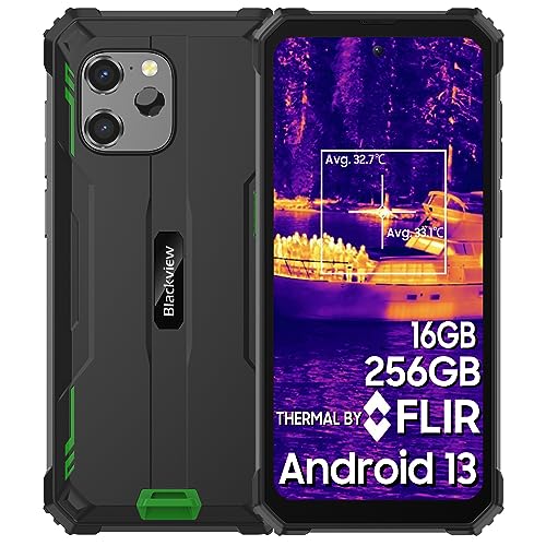 Blackview BV8900 Outdoor Handy Ohne Vertrag, 4X Wärmebildkamera+ OSI 64MP+16MP, 16GB+256GB Helio P90 Android 13 Outdoor Smartphone mit 10000mAh 33W Schnellladung, 2.4K 6.5" Display, NFC/GPS/USB 3.0 von Blackview