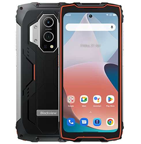 Blackview BV9300 Outdoor Handy ohne Vertrag (100LM Taschenlampe), 15080mAh Akku, Helio G99 21GB+256GB, 6.7'' 120Hz 2.3K Display, 50MP Kamera, IP68 Android 12 Wasserdichtes Smartphone, GPS NFC Orange von Blackview
