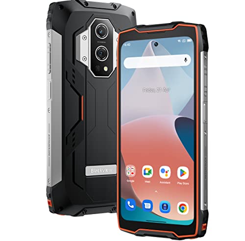 Blackview BV9300 Outdoor Handy ohne Vertrag (40M Laser-Entfernungsmesser), 15080mAh Akku, 21GB+256GB, 6.7'' 120Hz 2.3K Display, 50MP Kamera, IP68 Android 12 Wasserdichtes Smartphone, GPS NFC Orange von Blackview