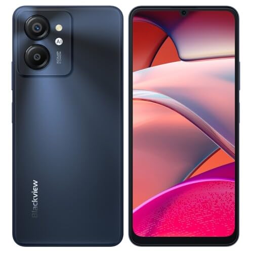 Blackview Color 8 Smartphone Ohne Vertrag, 16GB+256GB, 6,75" FHD+ 90Hz, 50MP+8MP Kamera, 6000mAh Akku, DREI Kartensteckplätze, Android 13 Handy, Smart-K Box Lautsprecher, GPS Schwarz von Blackview