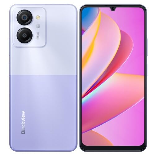 Blackview Color 8 Smartphone Ohne Vertrag, 16GB+256GB, 6,75" FHD+ 90Hz, 50MP+8MP Kamera, 6000mAh Akku, DREI Kartensteckplätze, Android 13 Handy, Smart-K Box Lautsprecher, GPS Violett von Blackview