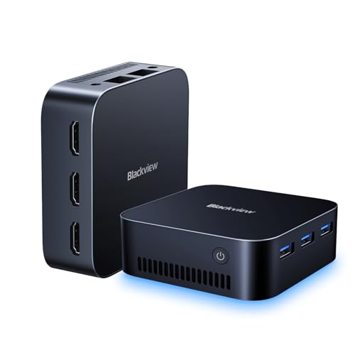 Blackview MP80 Mini PC Intel N97 CPU (bis zu 3,6 GHz) 16GB LPDDR5 RAM 512GB M.2 SSD, Mini Computer, 4K UHD Mini Desktop PC, DREI HDMI, Gigabit Ethernet, 5G WiFi, für Business/Heimkino, W11 Pro von Blackview