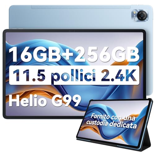 Blackview Mega 1 Tablet 11,5 Zoll Display 2,4 K, Android 13 Tablets 16 GB RAM + 256 GB ROM (TF 2 T), Dual SIM 4G + 5G WiFi/Octa-Core/8800 mAh (33 W)/TÜV/13 MP + 50 MP, Tablet mit Schutzhülle, Blau von Blackview