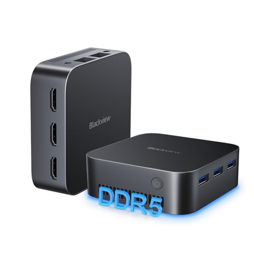 Blackview MP80 Mini PC 16GB LPDDR5 RAM 512GB M.2 SSD, Intel 12 Gen Alder Lake N95(bis zu 3,4GHz) Mini Computer, 4K UHD Desktop PC, DREI HDMI, Gigabit Ethernet, 5G WiFi, BT, für Business/Heimkino von Blackview