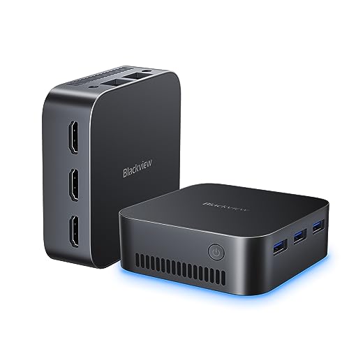 Blackview Mini PC MP80 16GB LPDDR5 RAM 512GB M.2 SSD, Intel N5095 Mini Computer, 4K UHD Mini Desktop PC Windows 11, DREI HDMI, Gigabit Ethernet, 5G WiFi, für Business/Heimkino von Blackview