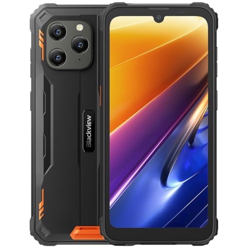 Blackview Outdoor Handy Ohne Vertrag BV5300 Plus, 16GB+128GB(1TB Erweiterung), 13MP+8MP, 3 Kartensteckplätze, Android 13 DUAL SIM IP68 Wasserdichtes Smartphone, 6,1'' HD+, 6580mAh Akku, NFC Orange von Blackview